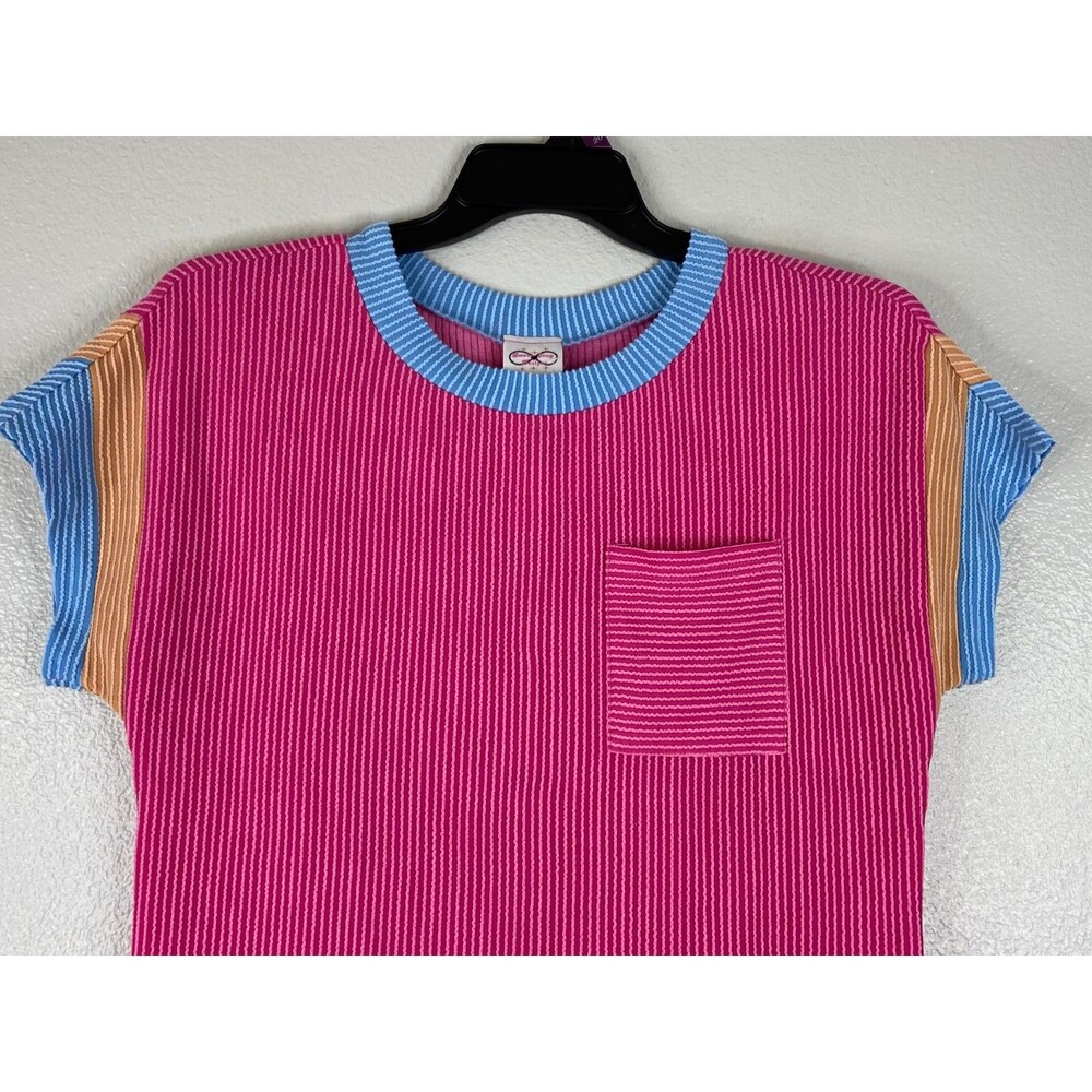 Sweet Ivey Designs Women Small Dress Sleeveless Pink Blue Trim NWT - Picture 2 of 8